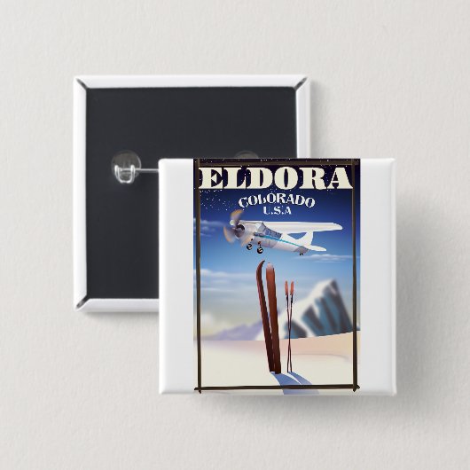 Eldora Colorado Reiseplakat. Button (Vorne & Hinten)