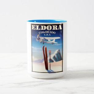 Eldora Colorado Reiseplakat. Zweifarbige Tasse