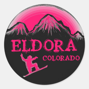 Eldora Colorado Rosa Snowboarder Sticker