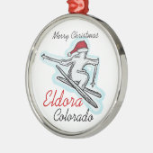 Eldora Colorado Sankt Skifahrer-Hutverzierung Silbernes Ornament (Links)