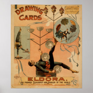 ELDORA Jongleur Equilibrist Tat VARIETÉ Plakat