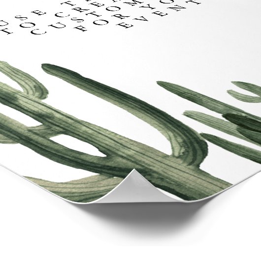 Eleanor - Bohemisches Cactus Editable Sign Minimal Poster (Ecke)