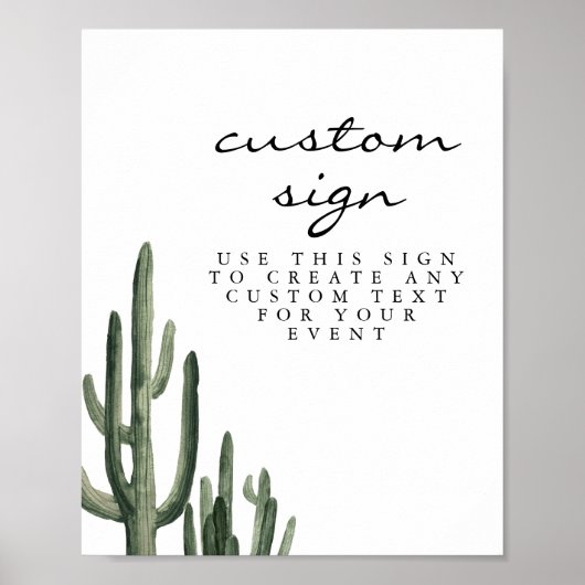 Eleanor - Bohemisches Cactus Editable Sign Minimal Poster (Vorne)