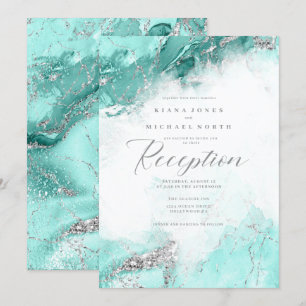 Eleanor Rogers Marble Glitzer Receptio Aquamarin I Einladung