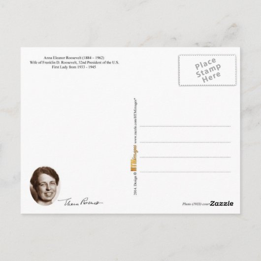 Eleanor Roosevelt, First Lady of the USA Postkarte (Rückseite)