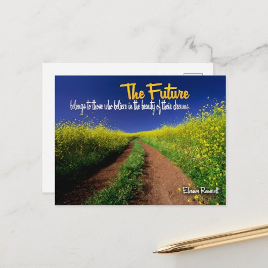 Eleanor Roosevelt Inspiration Zitat "Die Zukunft" Postkarte (Vorderseite/Rückseite Beispiel)