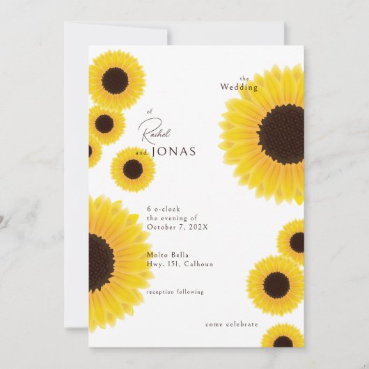 Elebant Sunflowers Einladung zur Hochzeit (Vorderseite)