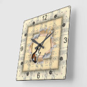 Elec Guitar~Break Through~Strange Sheet Music~ Quadratische Wanduhr (Winkel)