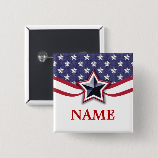 Election Campaign Pin Template Stars Stripes Button (Vorne & Hinten)