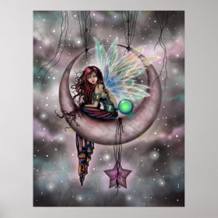 Electra Fee Fairy on Moon Fantasy Artwork Poster