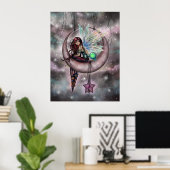 Electra Fee Fairy on Moon Fantasy Artwork Poster (Heimbüro)
