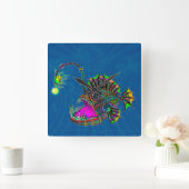 Electric Angler Fish Quadratische Wanduhr (Zuhause)