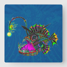Electric Angler Fish Quadratische Wanduhr