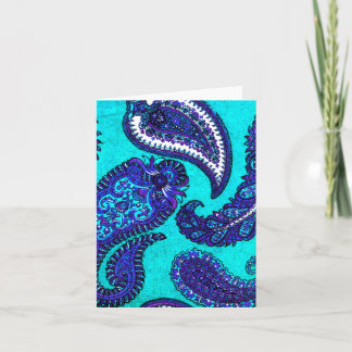 Electric Aqua Paisley Note Cards Karte
