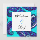 Electric Aqua Paisley Wedding Einladung (Vorderseite)