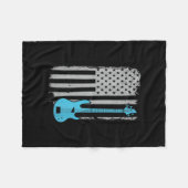 Electric Bass Guitar Player American Flag Musiker Fleecedecke (Vorderseite (Horizontal))