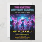 Electric Birthday Neon Glow Party Einladung (Vorderseite)
