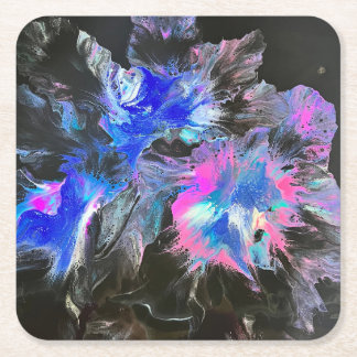 Electric Bloom Coaster Set - Abstract Rechteckiger Pappuntersetzer