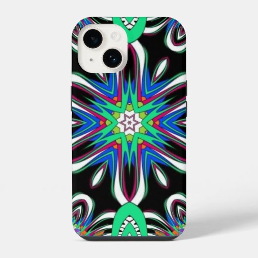 Electric Bloom Mandala iPhone Hülle (Rückseite)