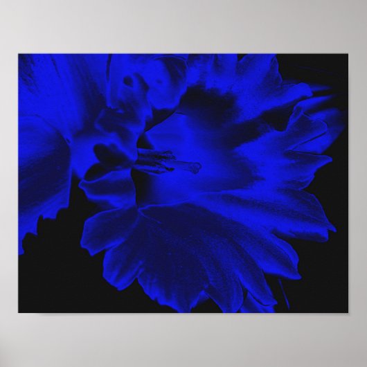 Electric Blue Abstrakt Daffodil Blume Art Poster (Vorne)