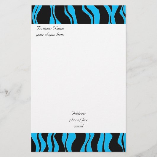 Electric Blue and Black Zebra Pattern Briefpapier (Vorderseite)
