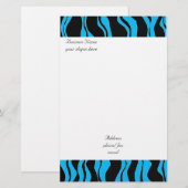 Electric Blue and Black Zebra Pattern Briefpapier (Vorne/Hinten)