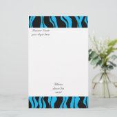 Electric Blue and Black Zebra Pattern Briefpapier (Stehend Vorderseite)