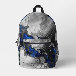 Electric Blue, Black and Grey Marble print Bedruckter Rucksack