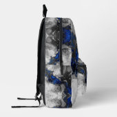 Electric Blue, Black and Grey Marble print Bedruckter Rucksack (Links)