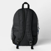Electric Blue, Black and Grey Marble print Bedruckter Rucksack (Rückseite)