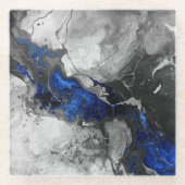 Electric Blue, Black and Grey Marble print Glasuntersetzer (Vorderseite)