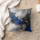 Electric Blue, Black and Grey Marble print Kissen (Decke)