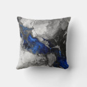 Electric Blue, Black and Grey Marble print Kissen (Rückseite)