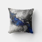 Electric Blue, Black and Grey Marble print Kissen (Vorderseite)