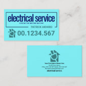 Electric Blue Bold Border Frame Electrical Service Visitenkarte (Vorne/Hinten)