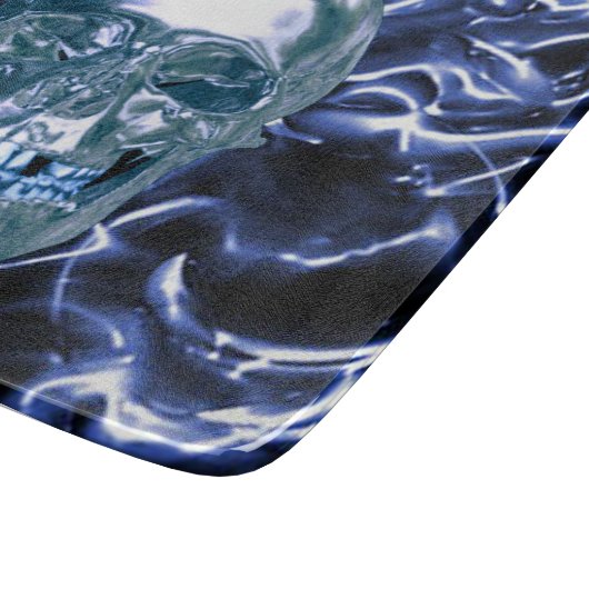 Electric Blue Chrome Skull Cutting Board Schneidebrett (Ecke)