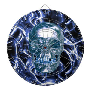 Electric Blue Chrome Skull Dart Board Dartscheibe