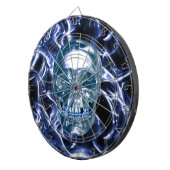 Electric Blue Chrome Skull Dart Board Dartscheibe (Vorderseite rechts)
