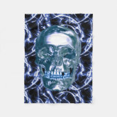 Electric Blue Chrome Skull Fleece Blanket (Vorderseite)
