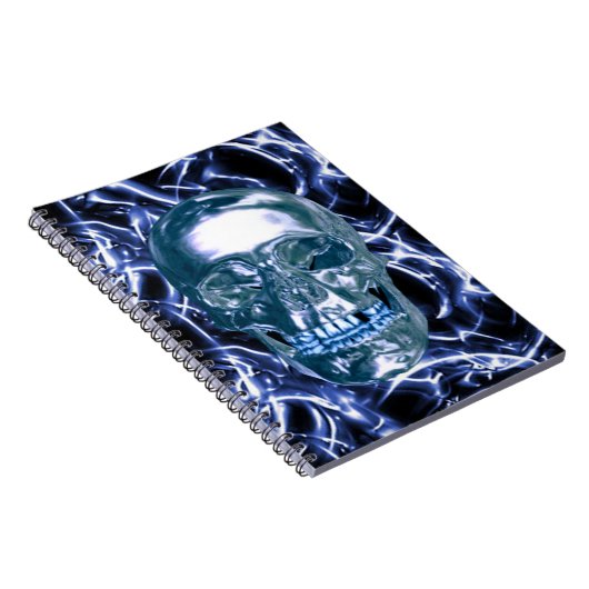 Electric Blue Chrome Skull Spiral Notebook Notizblock (Rechte Seite)