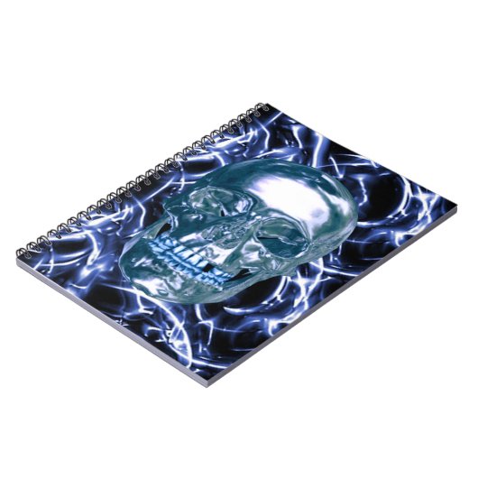 Electric Blue Chrome Skull Spiral Notebook Notizblock (Linke Seite)
