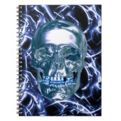 Electric Blue Chrome Skull Spiral Notebook Notizblock (Vorderseite)
