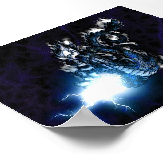 Electric Blue Dragon Poster (Ecke)