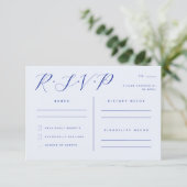 Electric Blue Elegant Minimalistisch Wedding RSVP Einladung (Stehend Vorderseite)