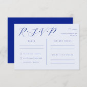 Electric Blue Elegant Minimalistisch Wedding RSVP Einladung (Vorne/Hinten)