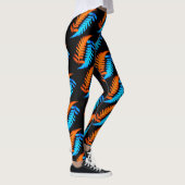 Electric Blue Fiery Orange Japanisch gestrichene F Leggings (Rechts)