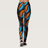 Electric Blue Fiery Orange Japanisch gestrichene F Leggings (Rückseite)