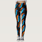 Electric Blue Fiery Orange Japanisch gestrichene F Leggings (Vorderseite)
