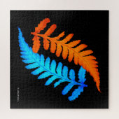 Electric Blue Fiery Orange Japanisch gestrichene F Puzzle (Horizontal)