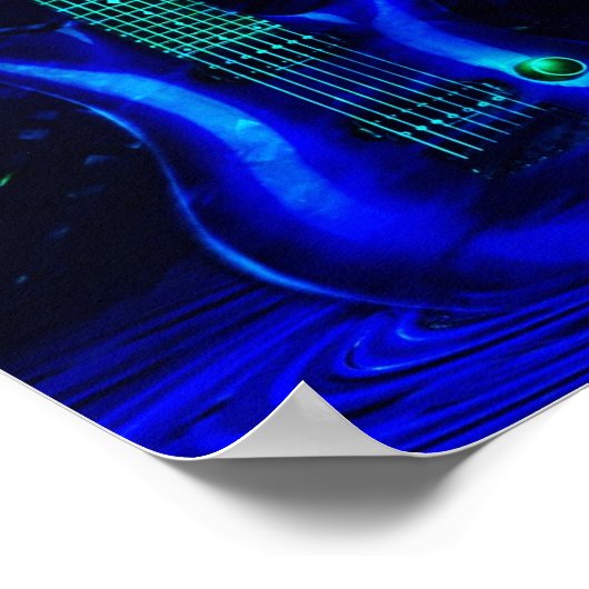 Electric Blue Guitar Poster (Ecke)